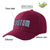 Custom Burgundy White Baseball Cap Curved Eaves Hats Vintage Design for Men/Women/Youth