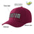 Custom Burgundy White Baseball Cap Curved Eaves Hats Vintage Design for Men/Women/Youth