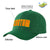 Custom Dark Green Red Baseball Cap Curved Eaves Hats Vintage Design for Men/Women/Youth