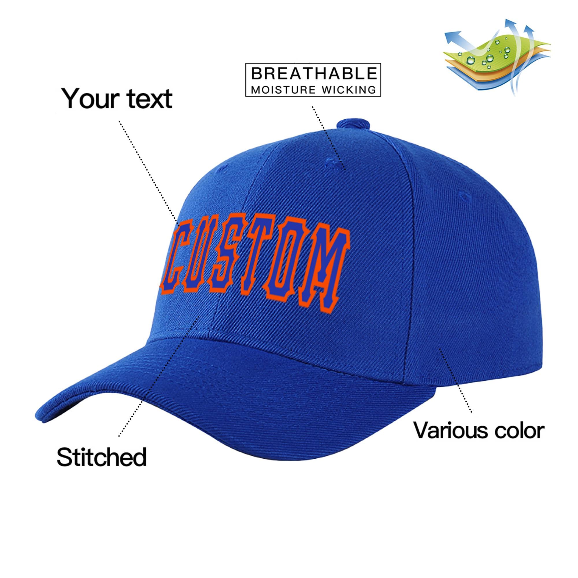 Custom Royal Blue Royal Blue Baseball Cap Curved Eaves Hats Vintage Design for Men/Women/Youth