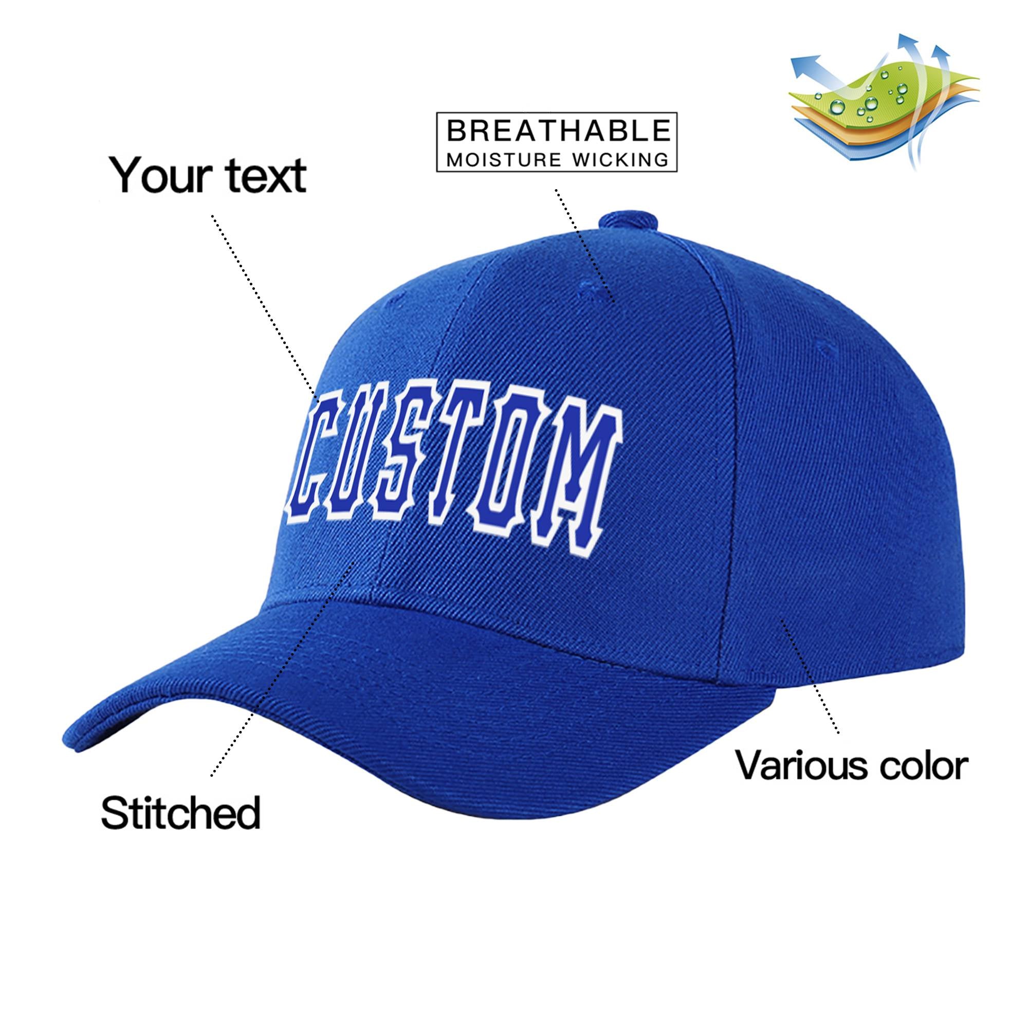 Custom Royal Blue Royal Blue Baseball Cap Curved Eaves Hats Vintage Design for Men/Women/Youth