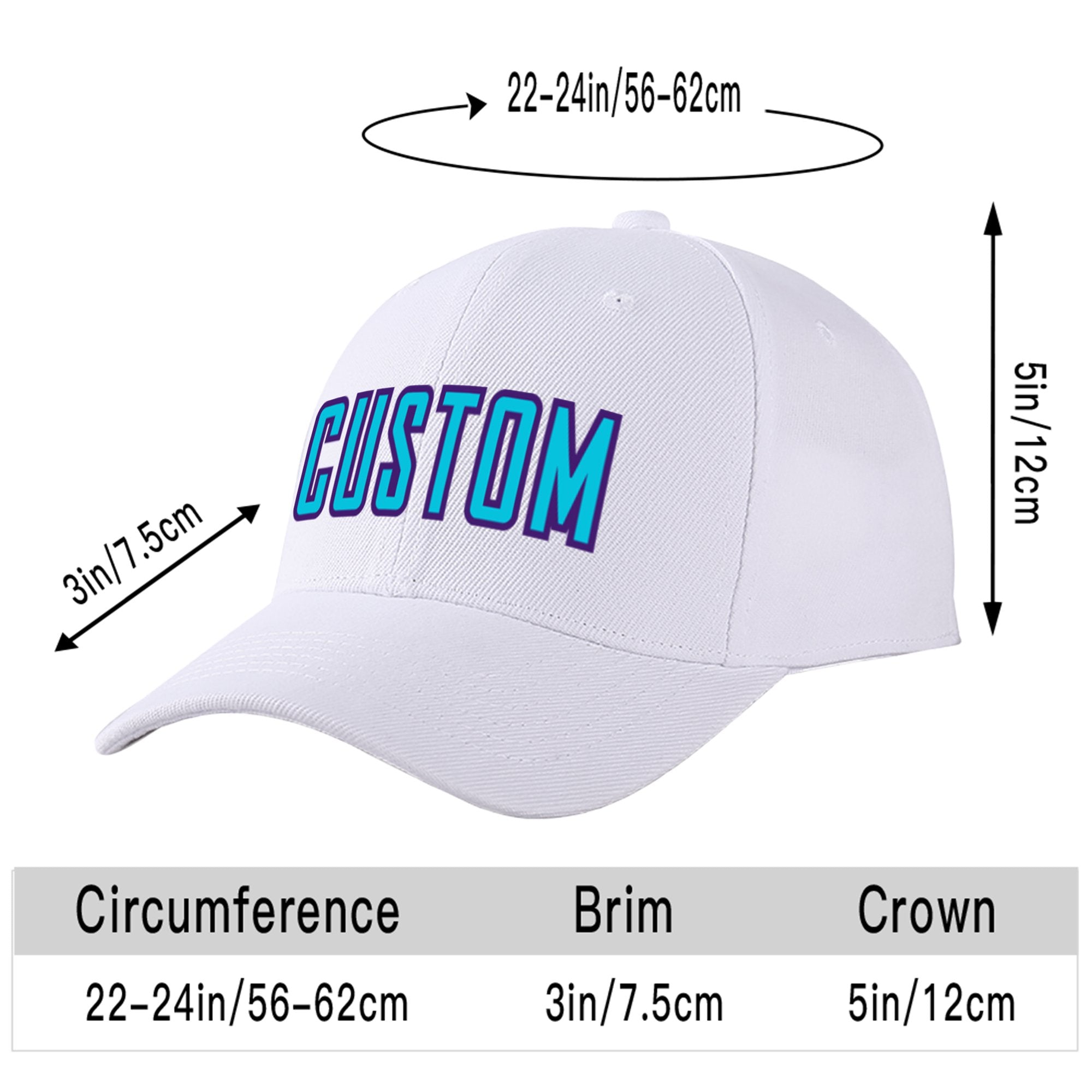 Custom White Sky Blue Baseball Cap Curved Eaves Hats Vintage Design for Men/Women/Youth