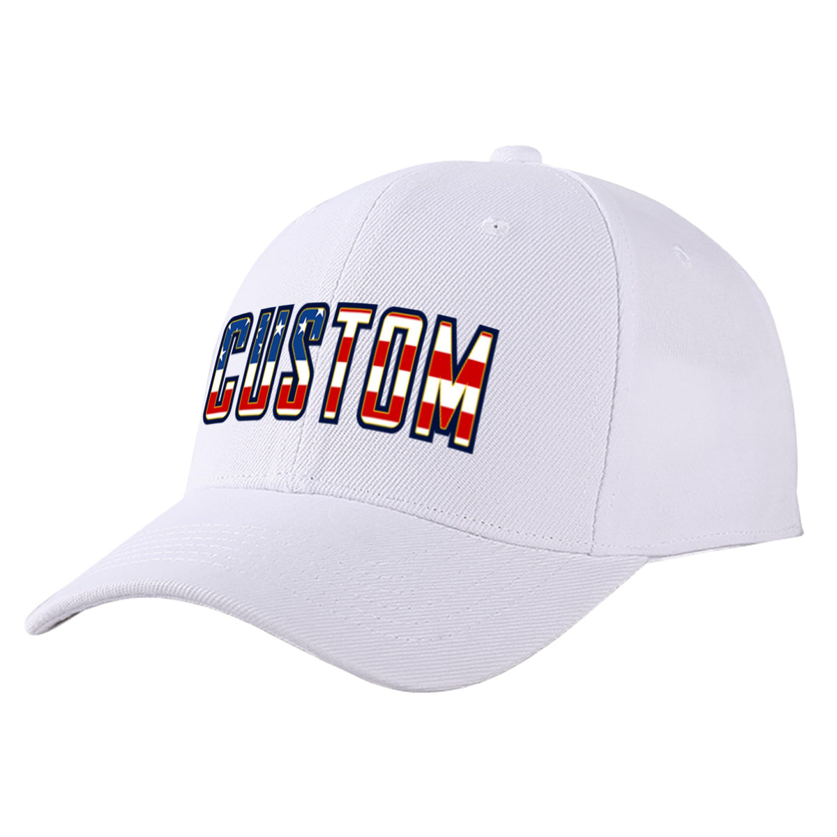 Custom White Usa Baseball Cap Curved Eaves Hats Vintage Design for Men/Women/Youth