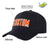 Custom Black Orange Baseball Cap Curved Eaves Hats Vintage Design for Men/Women/Youth