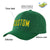 Custom Dark Green Yellow Baseball Cap Curved Eaves Hats Vintage Design for Men/Women/Youth