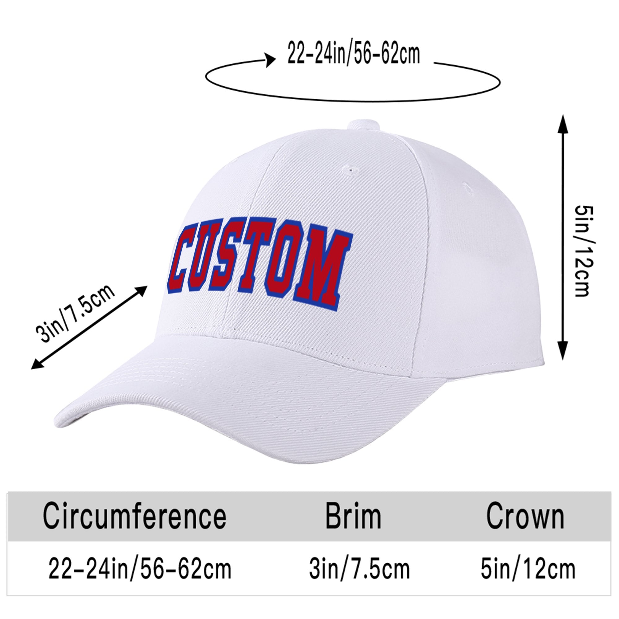 Custom White Red Baseball Cap Curved Eaves Hats Vintage Design for Men/Women/Youth