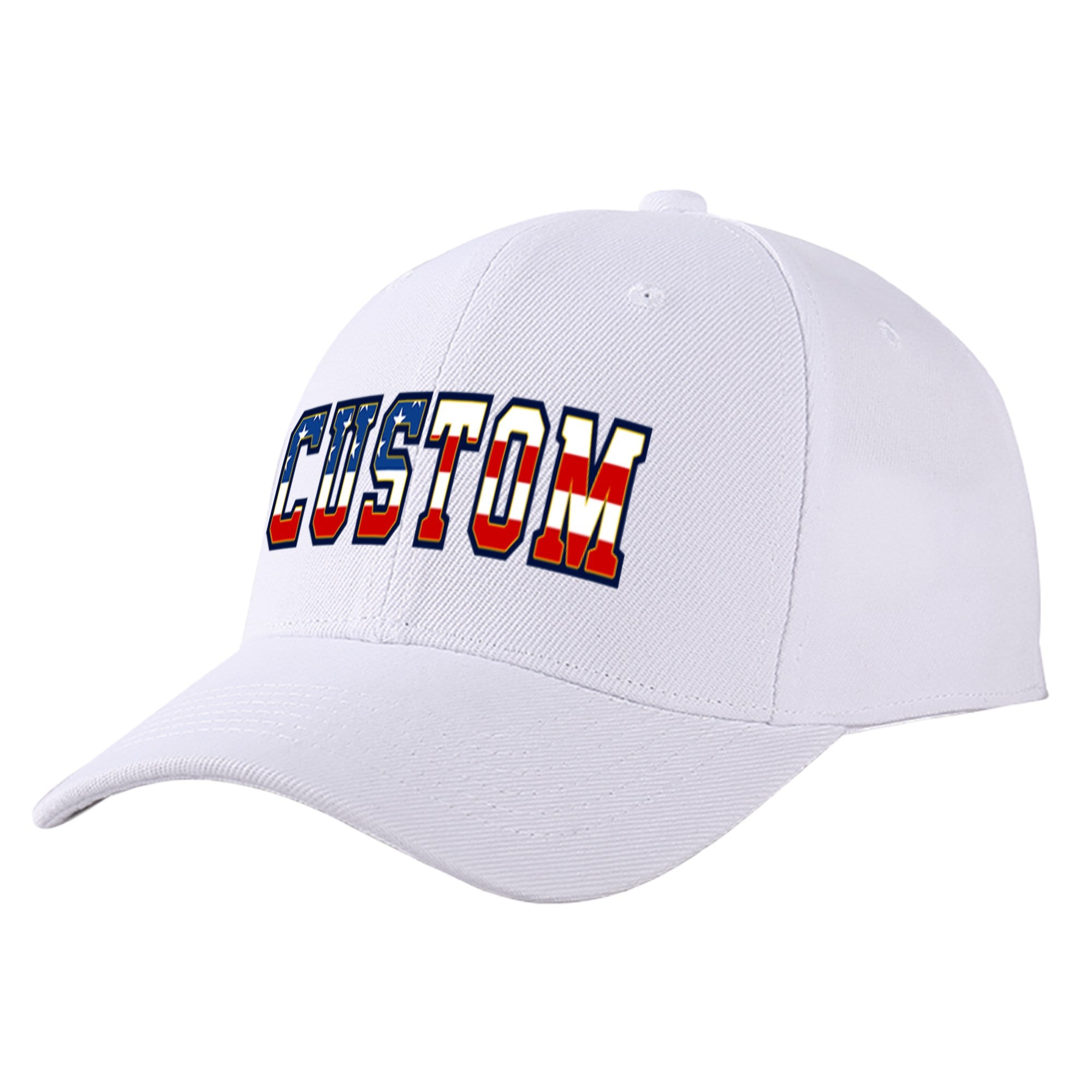 Custom White Usa Baseball Cap Curved Eaves Hats Vintage Design for Men/Women/Youth