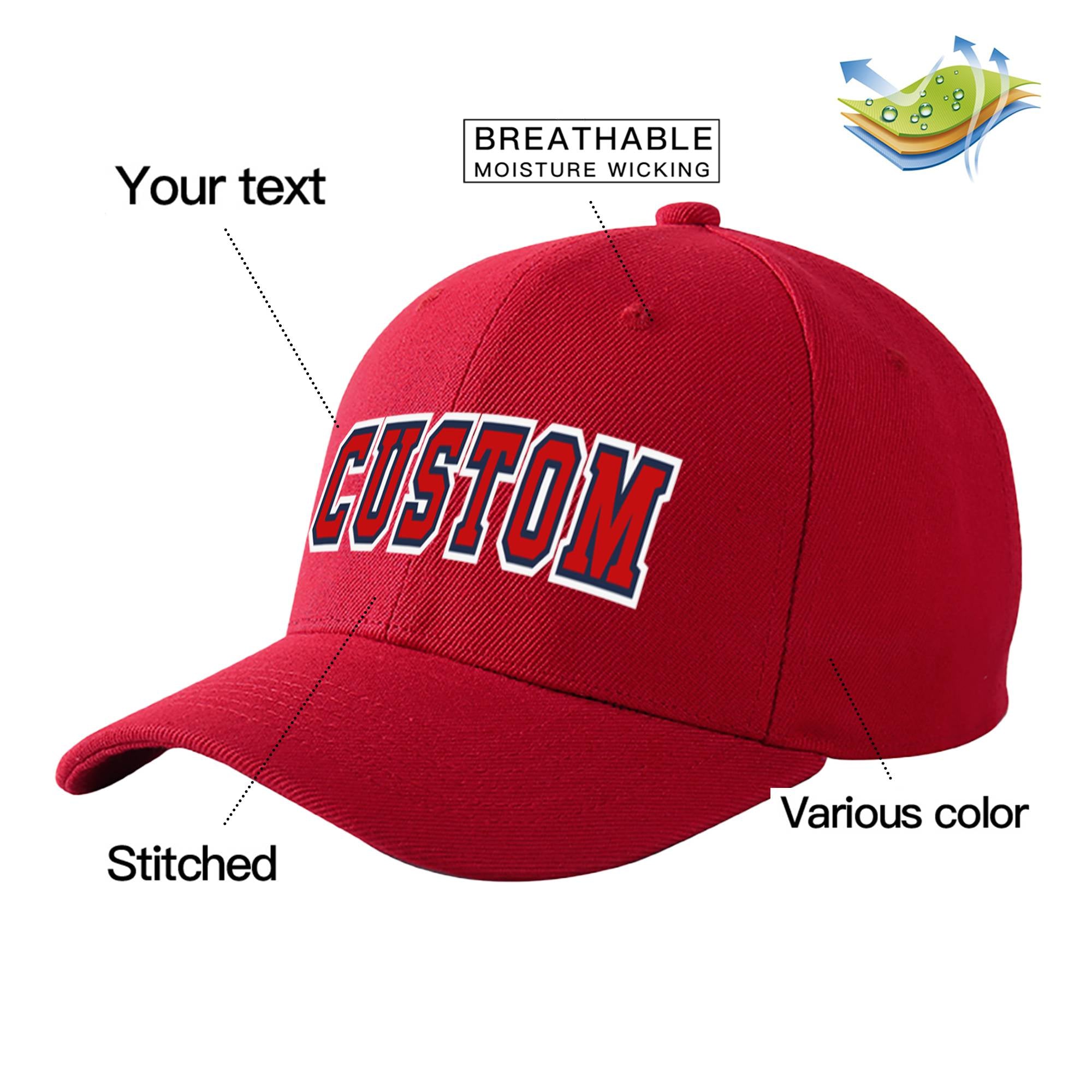 Custom Red Red Baseball Cap Curved Eaves Hats Vintage Design for Men/Women/Youth