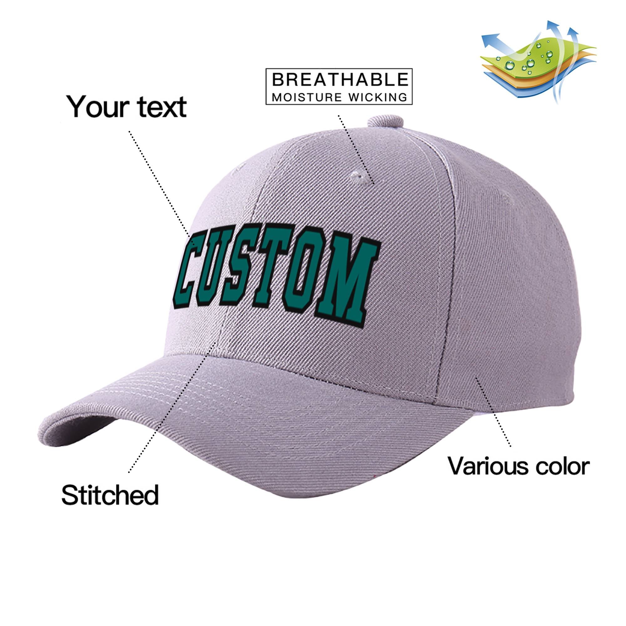 Custom Gray Aqua Baseball Cap Curved Eaves Hats Vintage Design for Men/Women/Youth