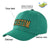 Custom Green Old Gold Baseball Cap Curved Eaves Hats Vintage Design for Men/Women/Youth