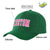 Custom Dark Green Pink Baseball Cap Curved Eaves Hats Vintage Design for Men/Women/Youth