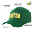 Custom Dark Green Yellow Baseball Cap Curved Eaves Hats Vintage Design for Men/Women/Youth