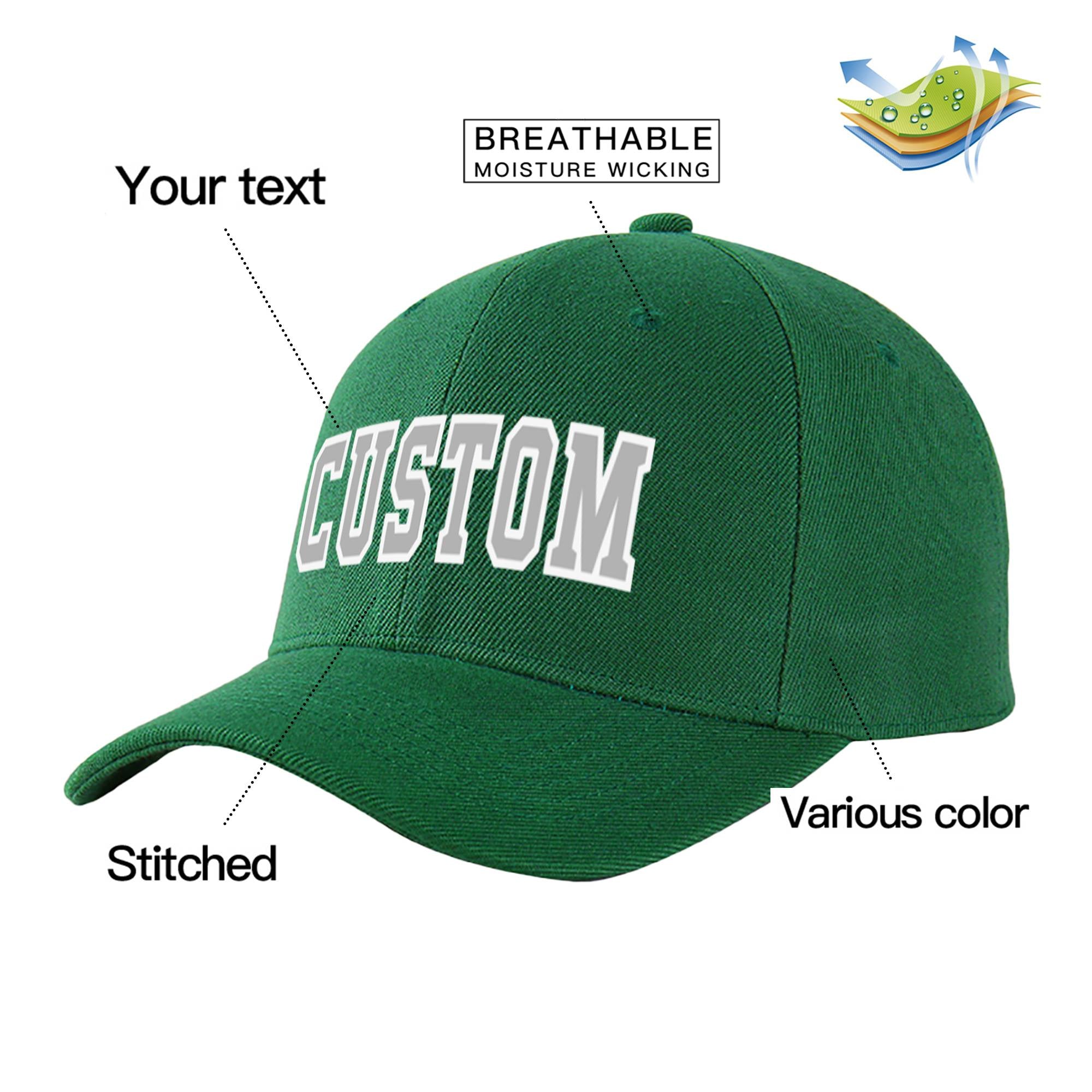 Custom Dark Green Gray Baseball Cap Curved Eaves Hats Vintage Design for Men/Women/Youth