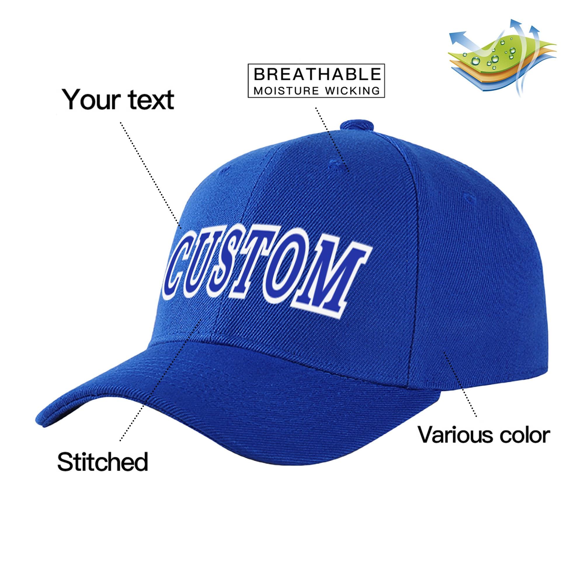 Custom Royal Blue Royal Blue Baseball Cap Curved Eaves Hats Vintage Design for Men/Women/Youth