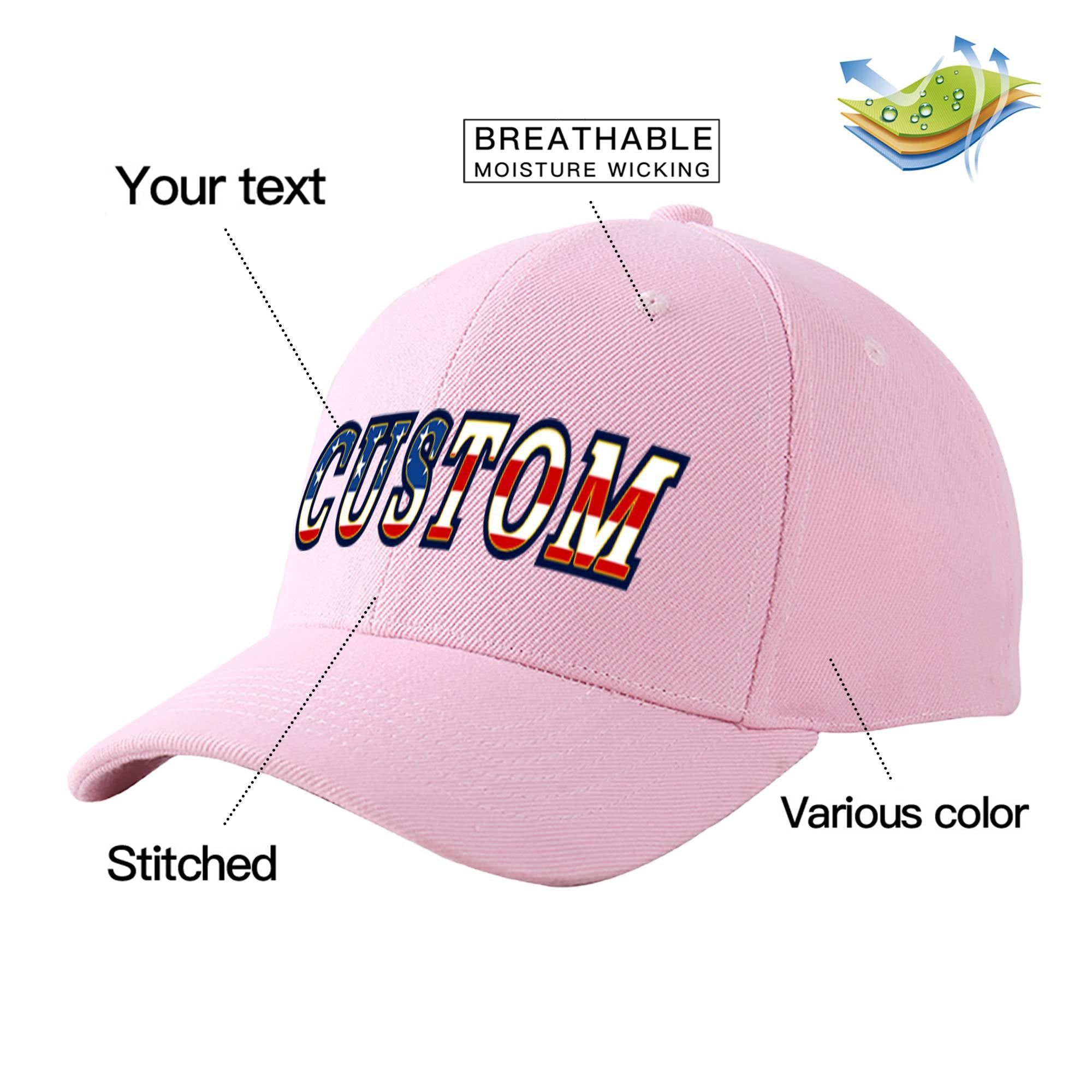 Custom Pink Usa Baseball Cap Curved Eaves Hats Vintage Design for Men/Women/Youth