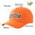 Custom Orange Black Baseball Cap Curved Eaves Hats Vintage Design for Men/Women/Youth