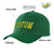 Custom Dark Green Yellow Baseball Cap Curved Eaves Hats Vintage Design for Men/Women/Youth