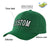 Custom Dark Green White Baseball Cap Curved Eaves Hats Vintage Design for Men/Women/Youth