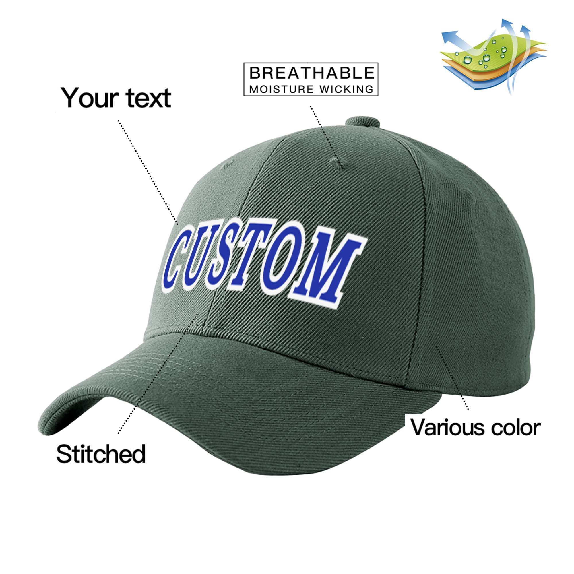 Custom Dark Gray Royal Blue Baseball Cap Curved Eaves Hats Vintage Design for Men/Women/Youth