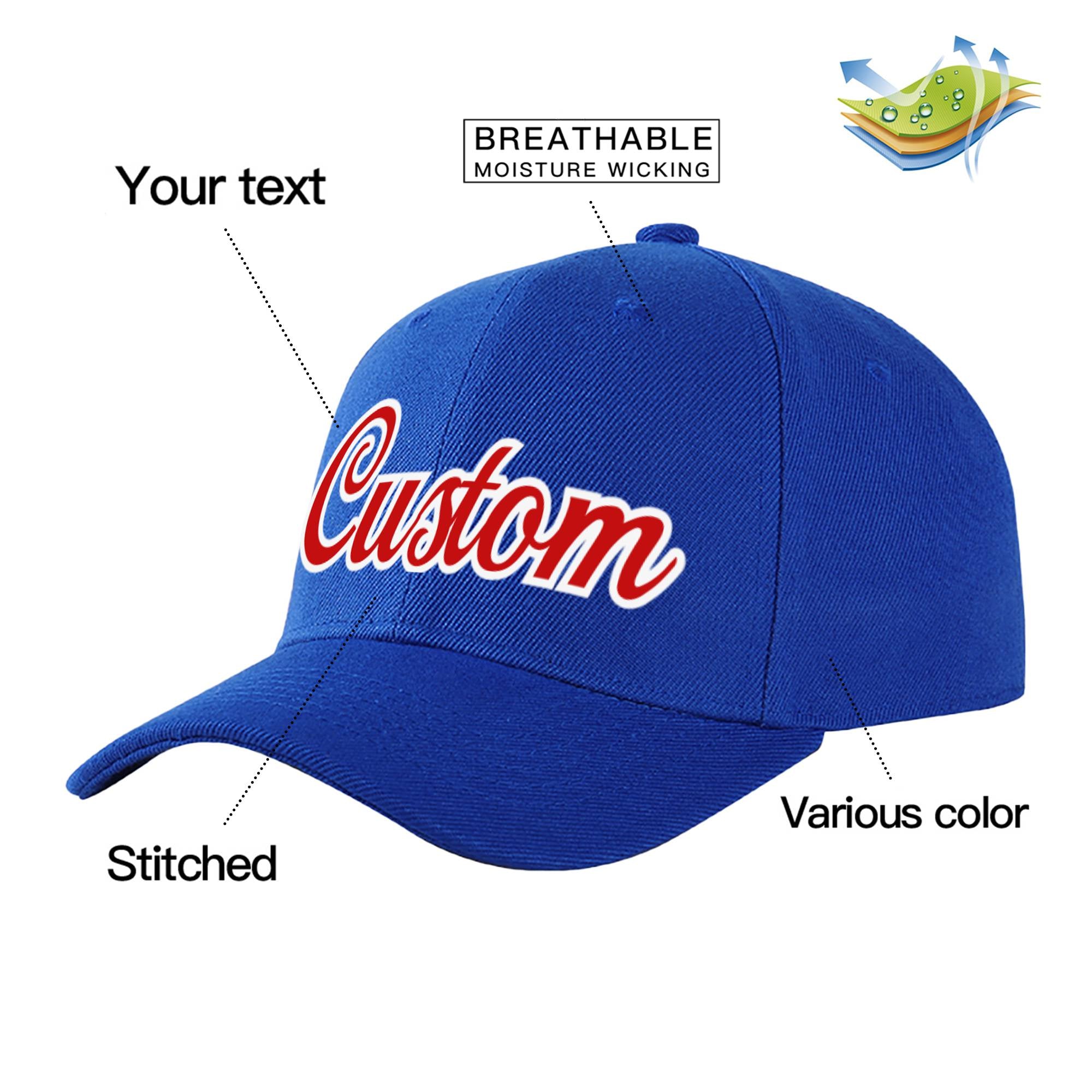 Custom Royal Blue Red Baseball Cap Curved Eaves Hats Vintage Design for Men/Women/Youth