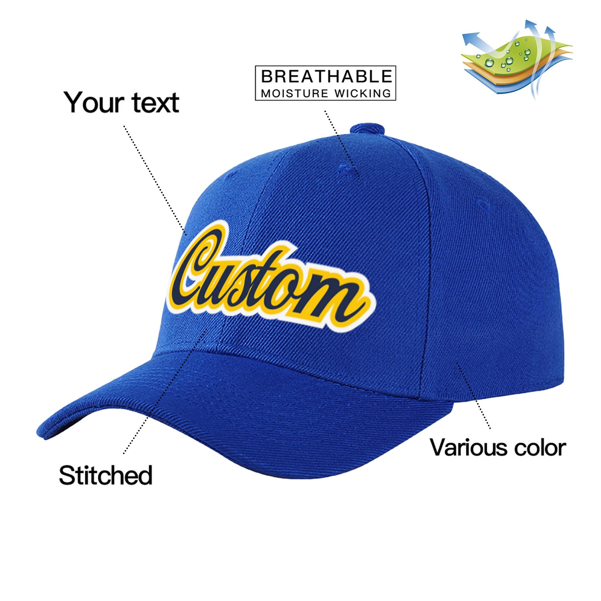 Custom Royal Blue Navy Baseball Cap Curved Eaves Hats Vintage Design for Men/Women/Youth