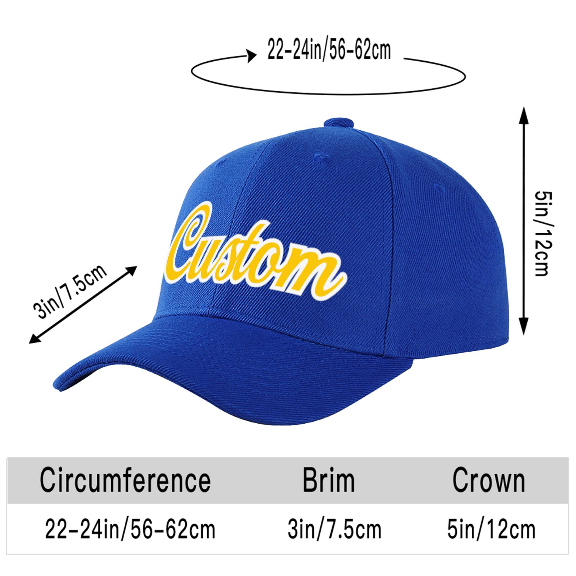 Custom Royal Blue Yellow Baseball Cap Curved Eaves Hats Vintage Design for Men/Women/Youth