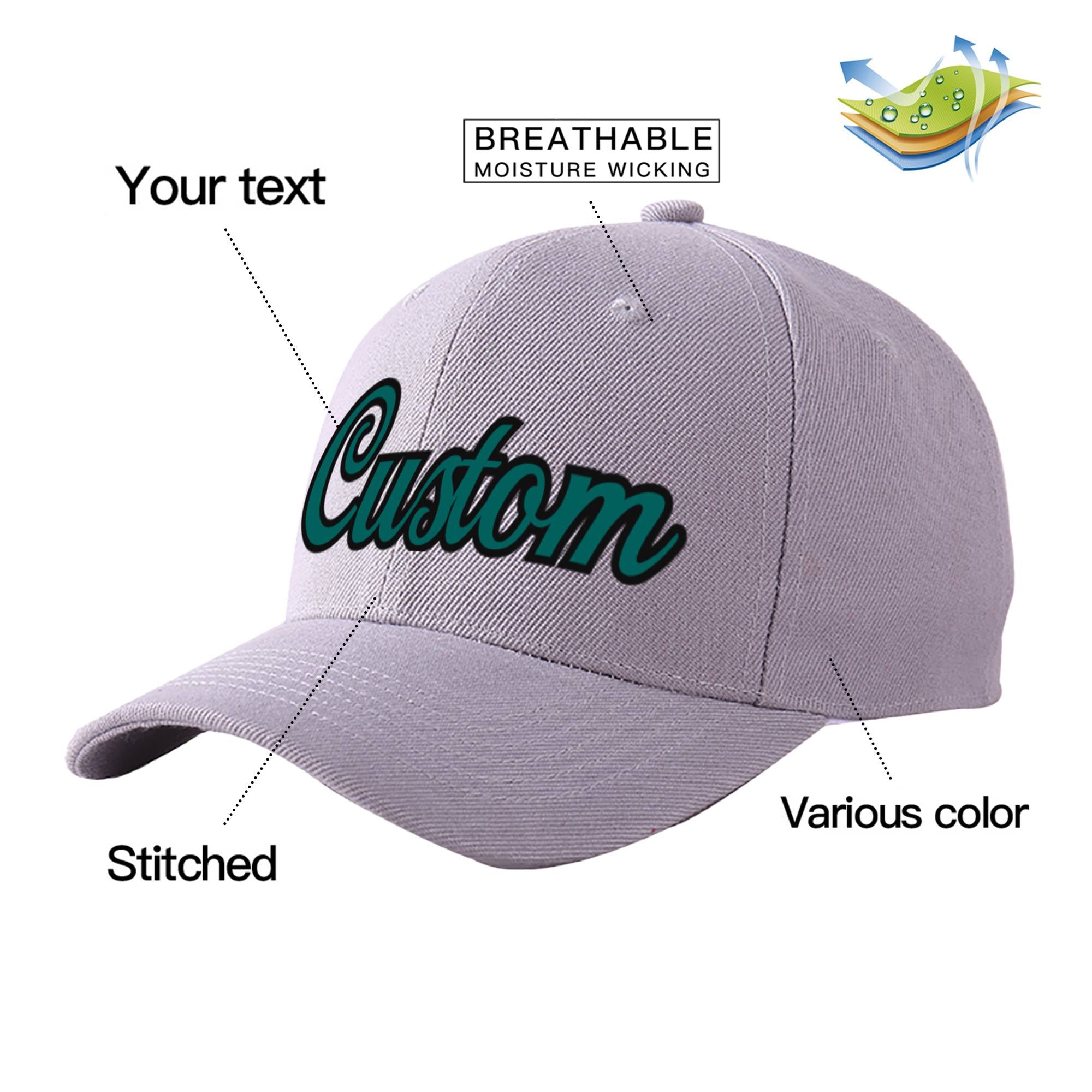 Custom Gray Aqua Baseball Cap Curved Eaves Hats Vintage Design for Men/Women/Youth