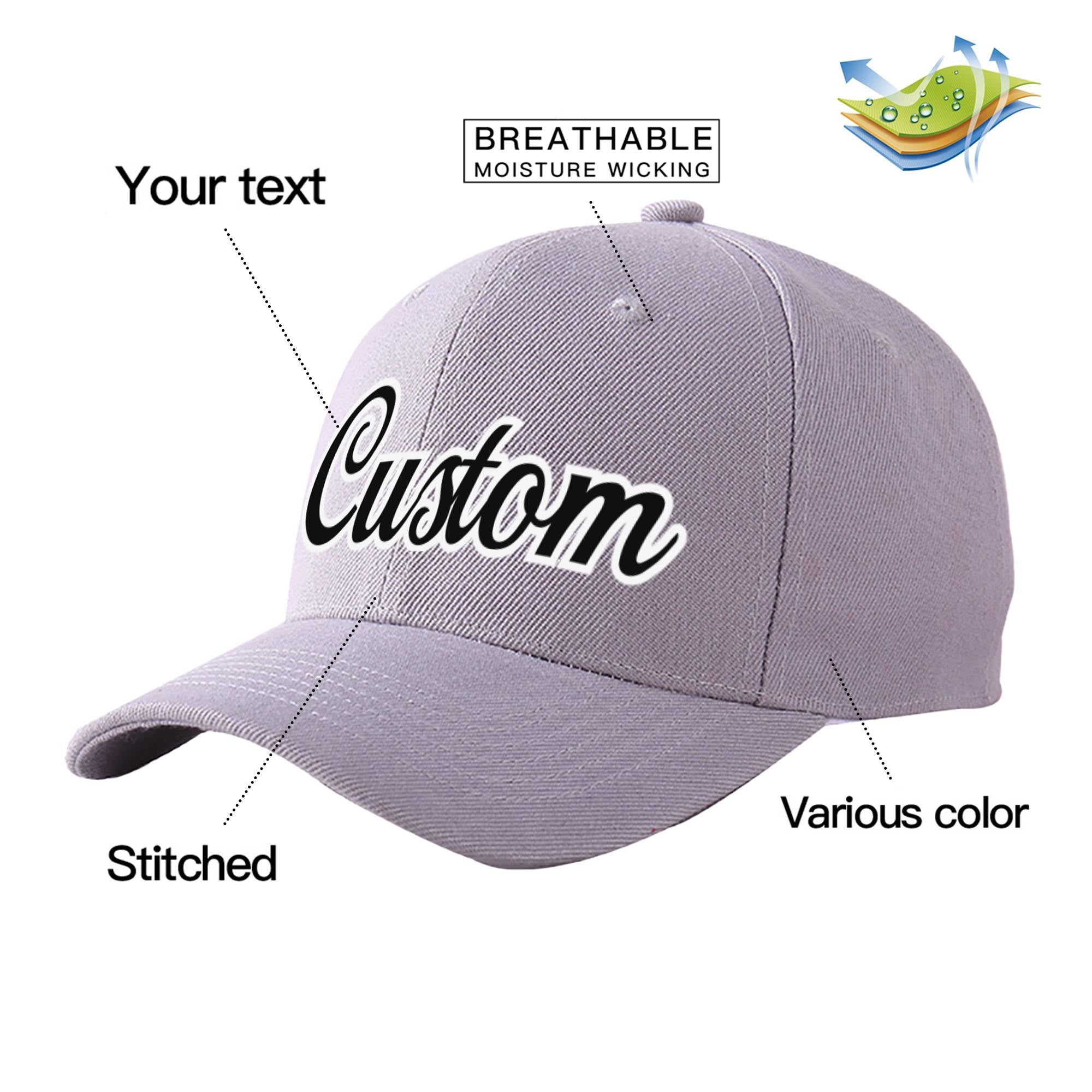 Custom Gray Black Baseball Cap Curved Eaves Hats Vintage Design for Men/Women/Youth