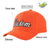 Custom Orange White Baseball Cap Curved Eaves Hats Vintage Design for Men/Women/Youth