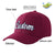 Custom Burgundy White Baseball Cap Curved Eaves Hats Vintage Design for Men/Women/Youth