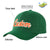 Custom Dark Green Orange Baseball Cap Curved Eaves Hats Vintage Design for Men/Women/Youth