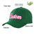 Custom Dark Green White Baseball Cap Curved Eaves Hats Vintage Design for Men/Women/Youth