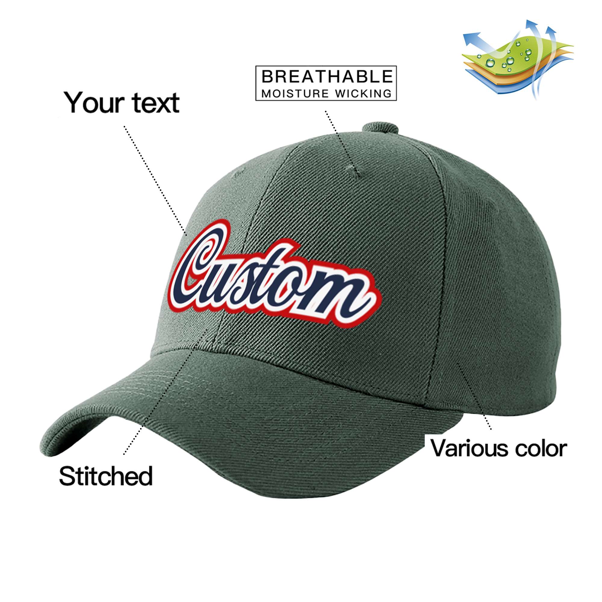 Custom Dark Gray Navy Baseball Cap Curved Eaves Hats Vintage Design for Men/Women/Youth