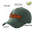 Custom Dark Gray Orange Baseball Cap Curved Eaves Hats Vintage Design for Men/Women/Youth