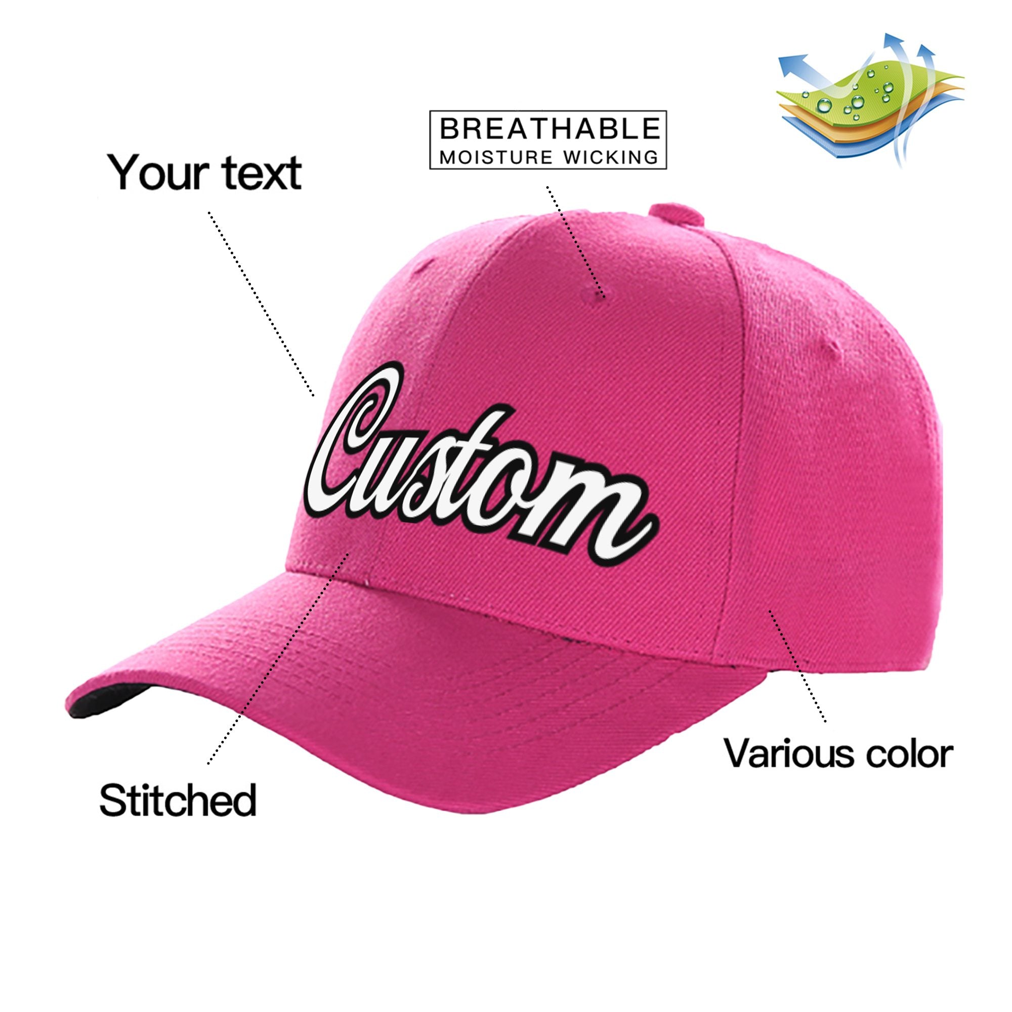 Custom Rose White Baseball Cap Curved Eaves Hats Vintage Design for Men/Women/Youth