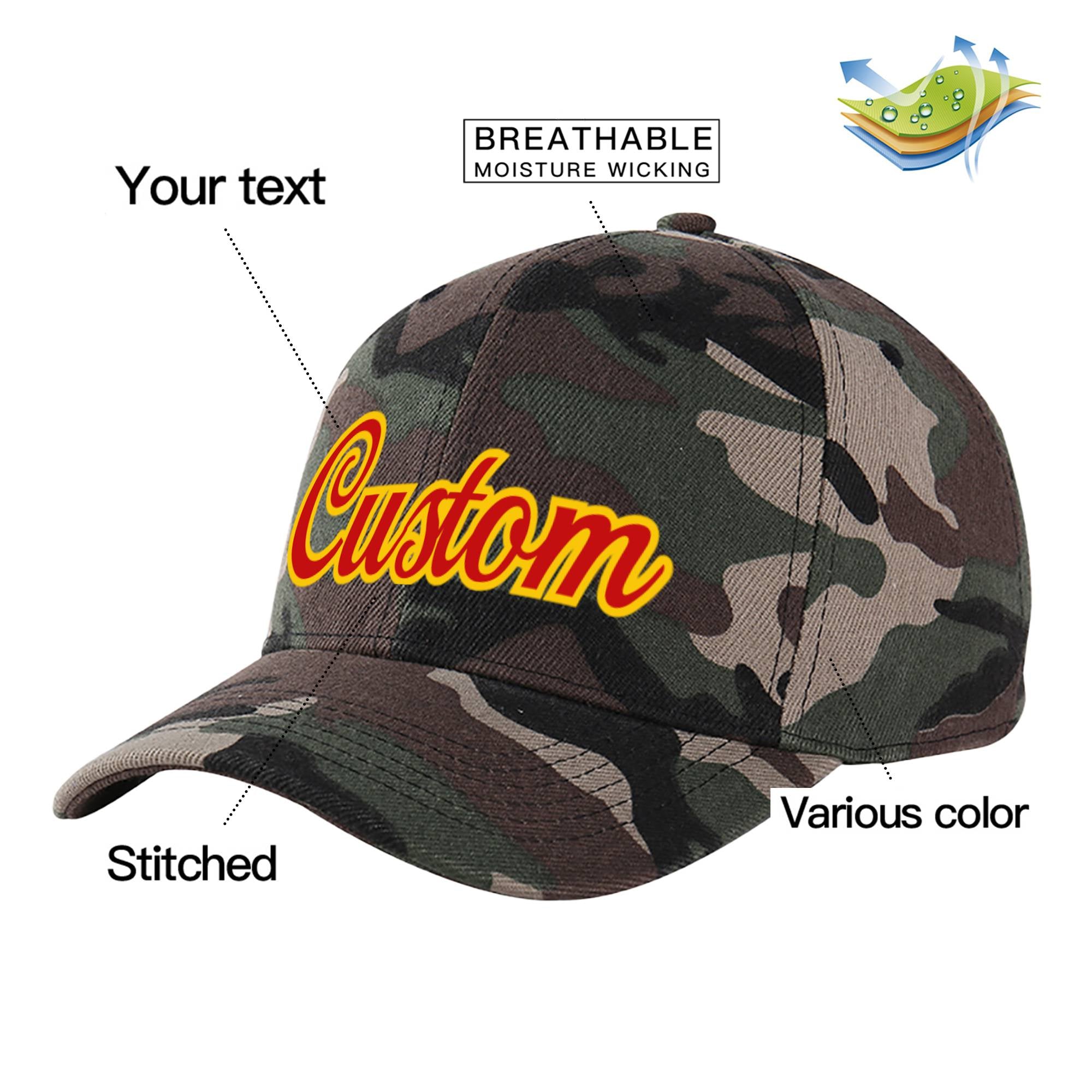 Custom Camo Red Baseball Cap Curved Eaves Hats Vintage Design for Men/Women/Youth