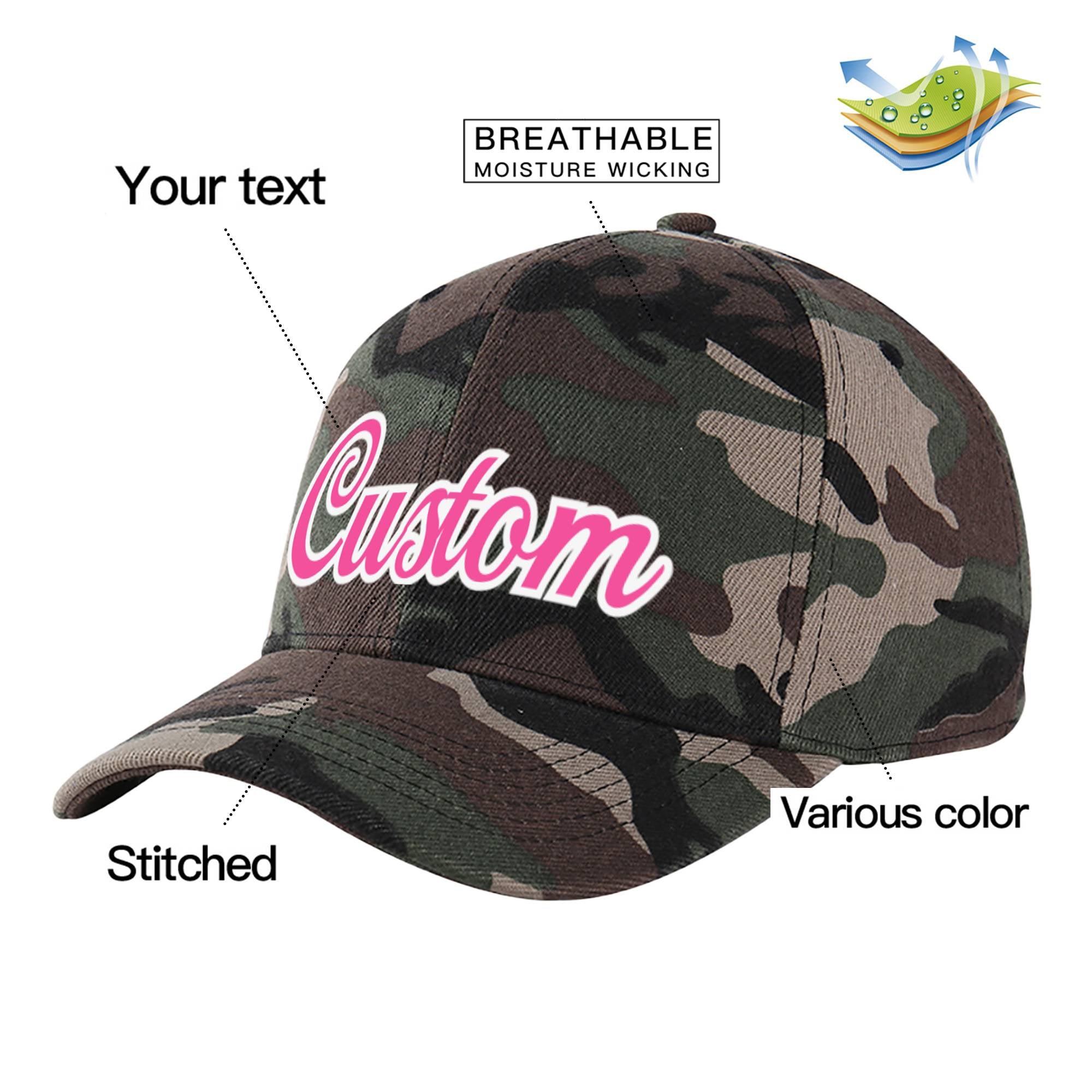 Custom Camo Pink Baseball Cap Curved Eaves Hats Vintage Design for Men/Women/Youth