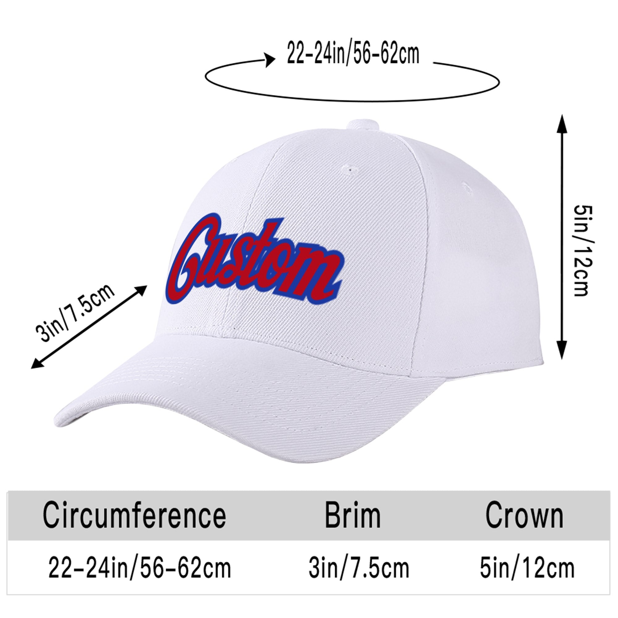 Custom White Red Baseball Cap Curved Eaves Hats Vintage Design for Men/Women/Youth