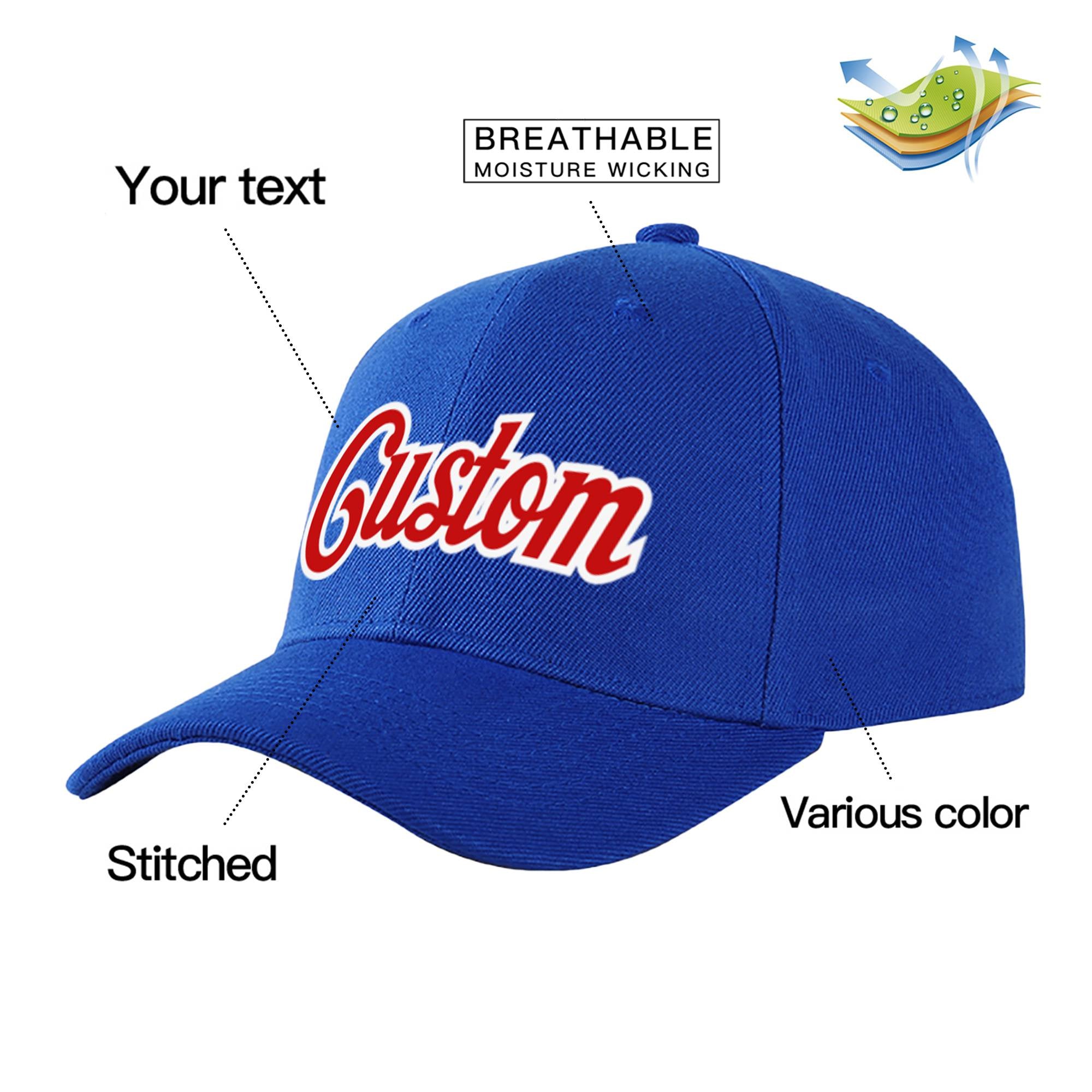 Custom Royal Blue Red Baseball Cap Curved Eaves Hats Vintage Design for Men/Women/Youth