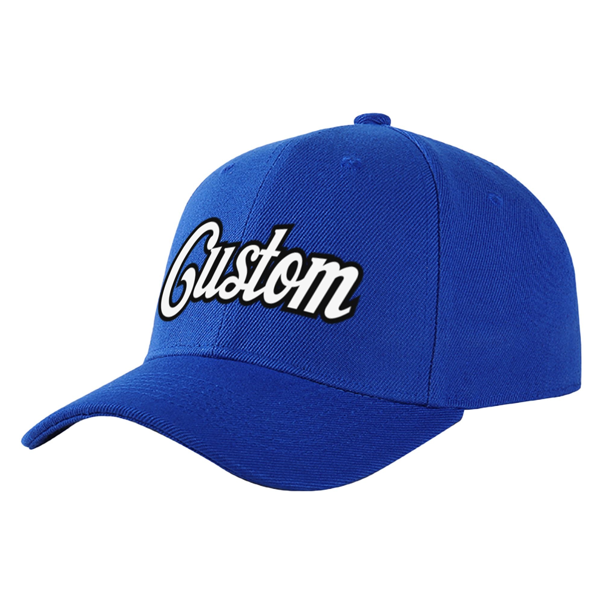 Custom Royal Blue White Baseball Cap Curved Eaves Hats Vintage Design for Men/Women/Youth