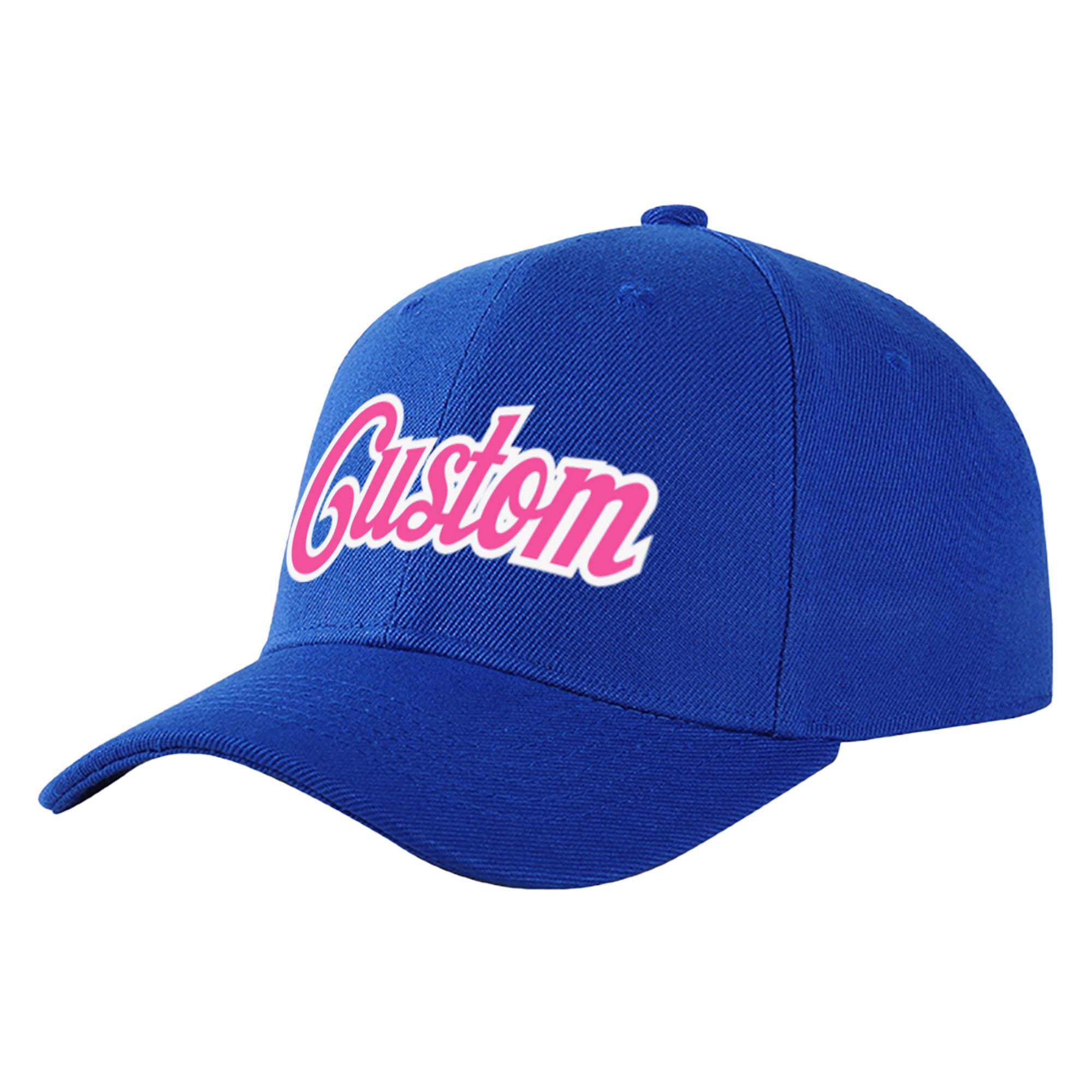 Custom Royal Blue Pink Baseball Cap Curved Eaves Hats Vintage Design for Men/Women/Youth