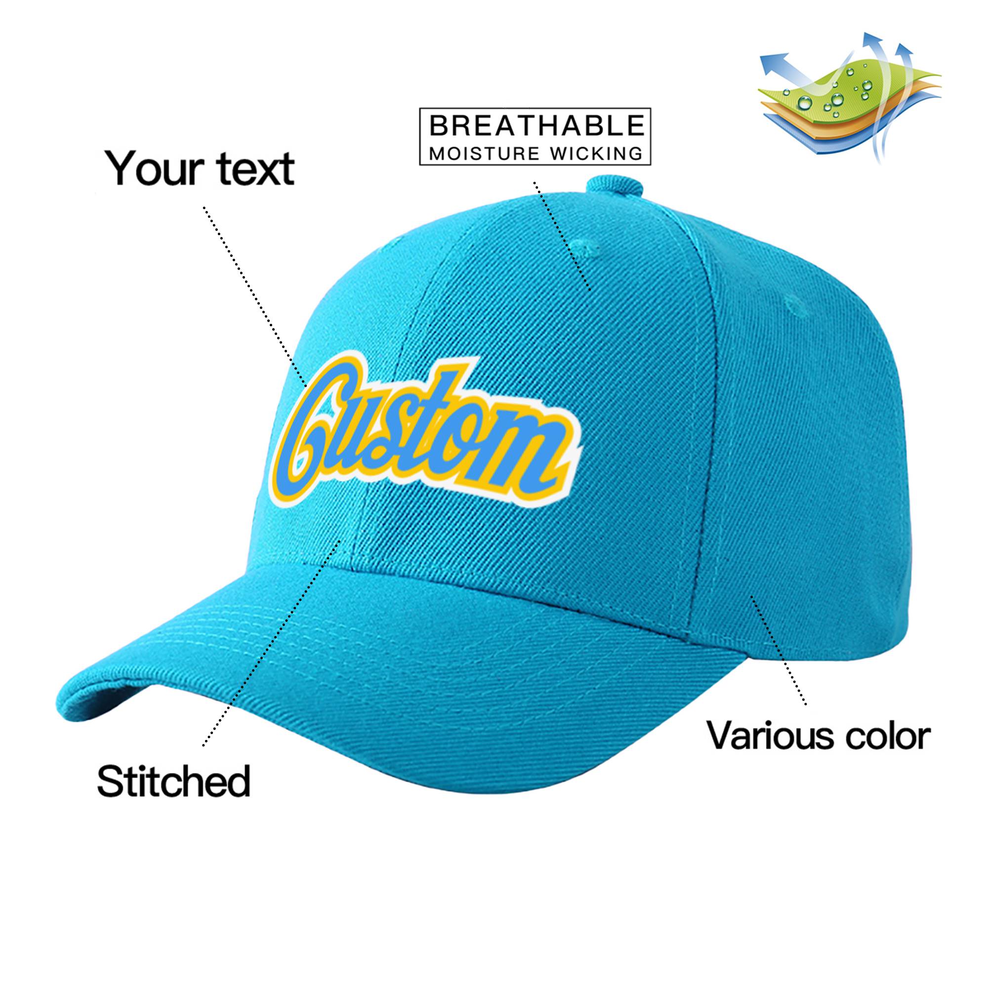 Custom Royal Powder Blue Baseball Cap Curved Eaves Hats Vintage Design for Men/Women/Youth