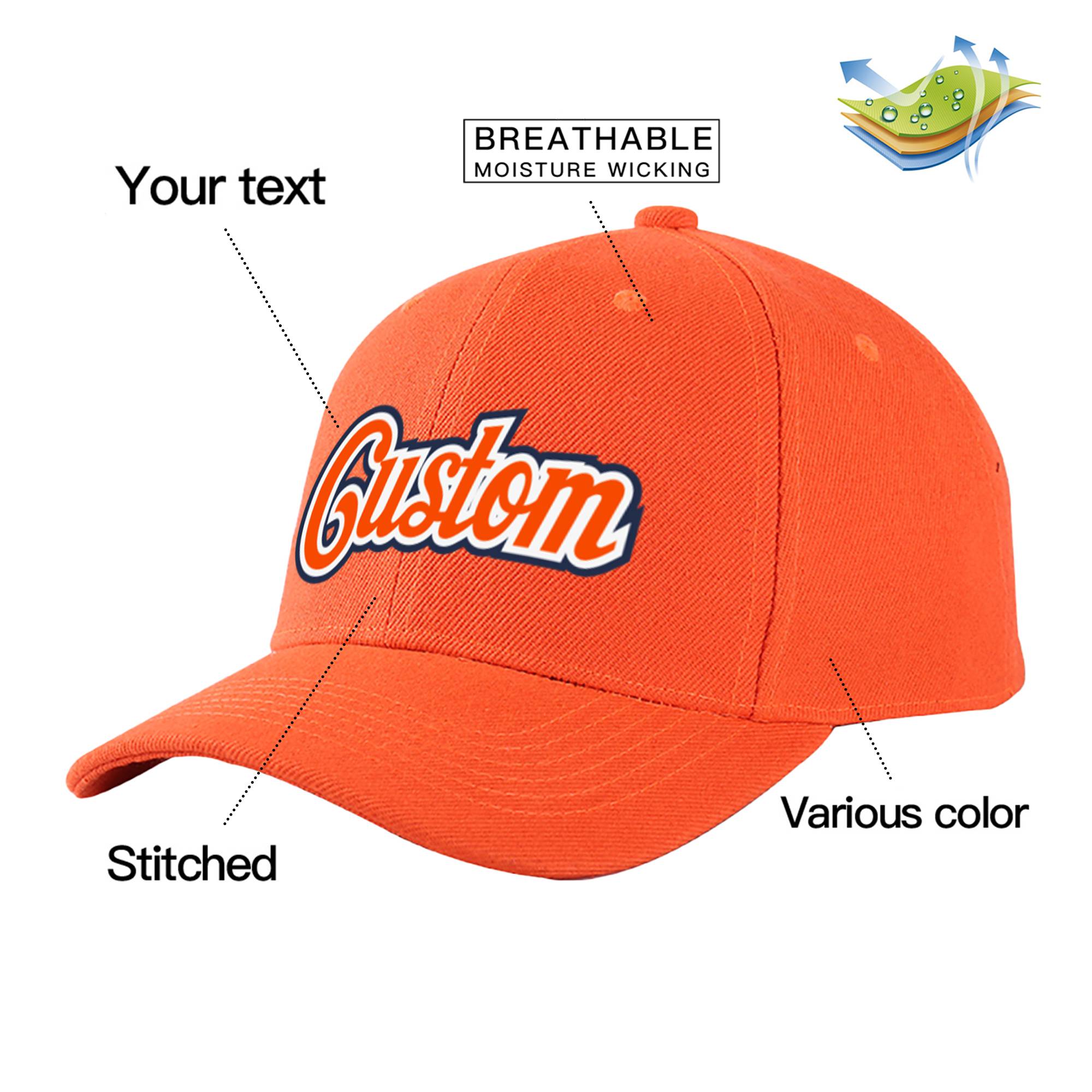 Custom Orange Orange Baseball Cap Curved Eaves Hats Vintage Design for Men/Women/Youth