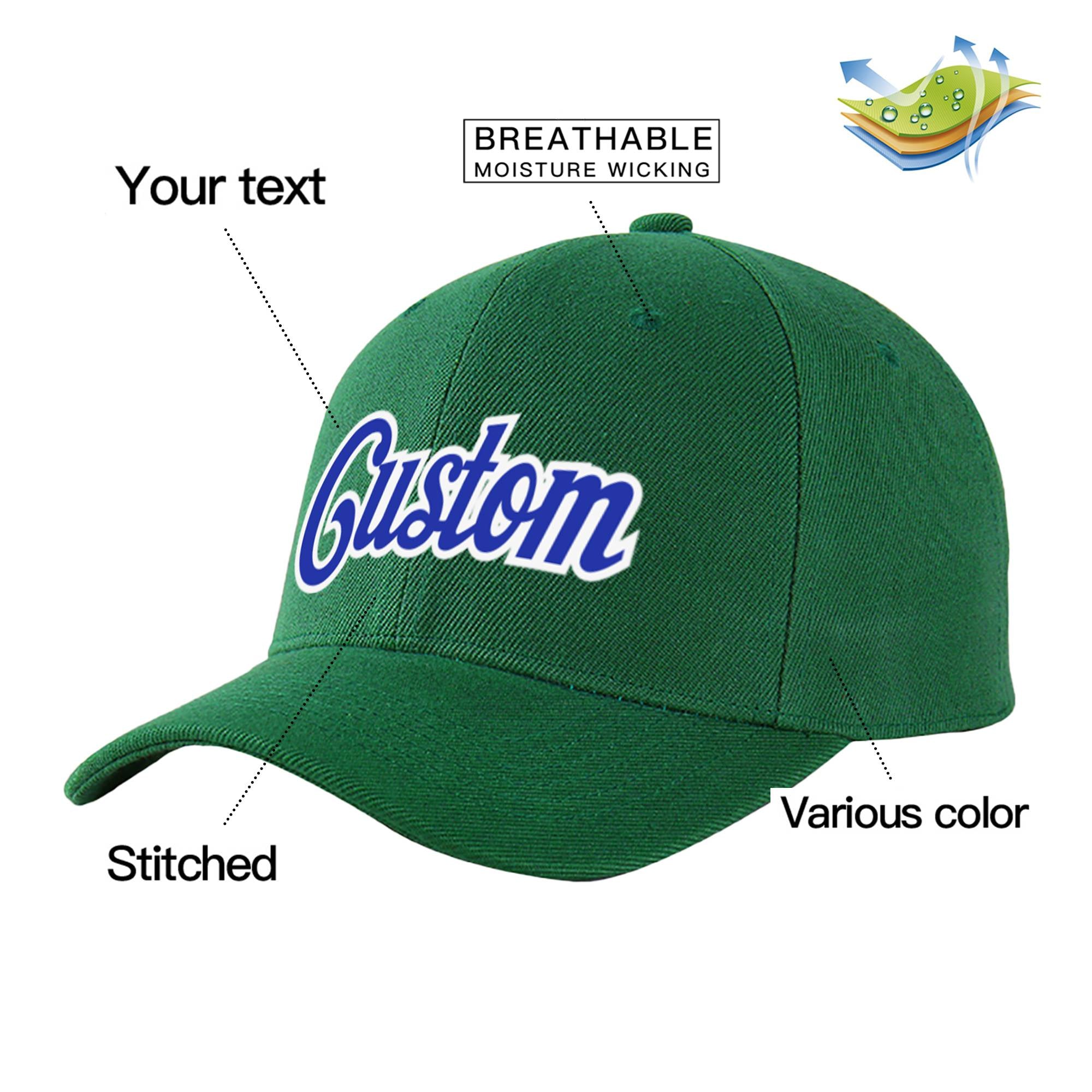 Custom Dark Green Royal Blue Baseball Cap Curved Eaves Hats Vintage Design for Men/Women/Youth