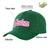 Custom Dark Green Pink Baseball Cap Curved Eaves Hats Vintage Design for Men/Women/Youth