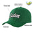 Custom Dark Green White Baseball Cap Curved Eaves Hats Vintage Design for Men/Women/Youth