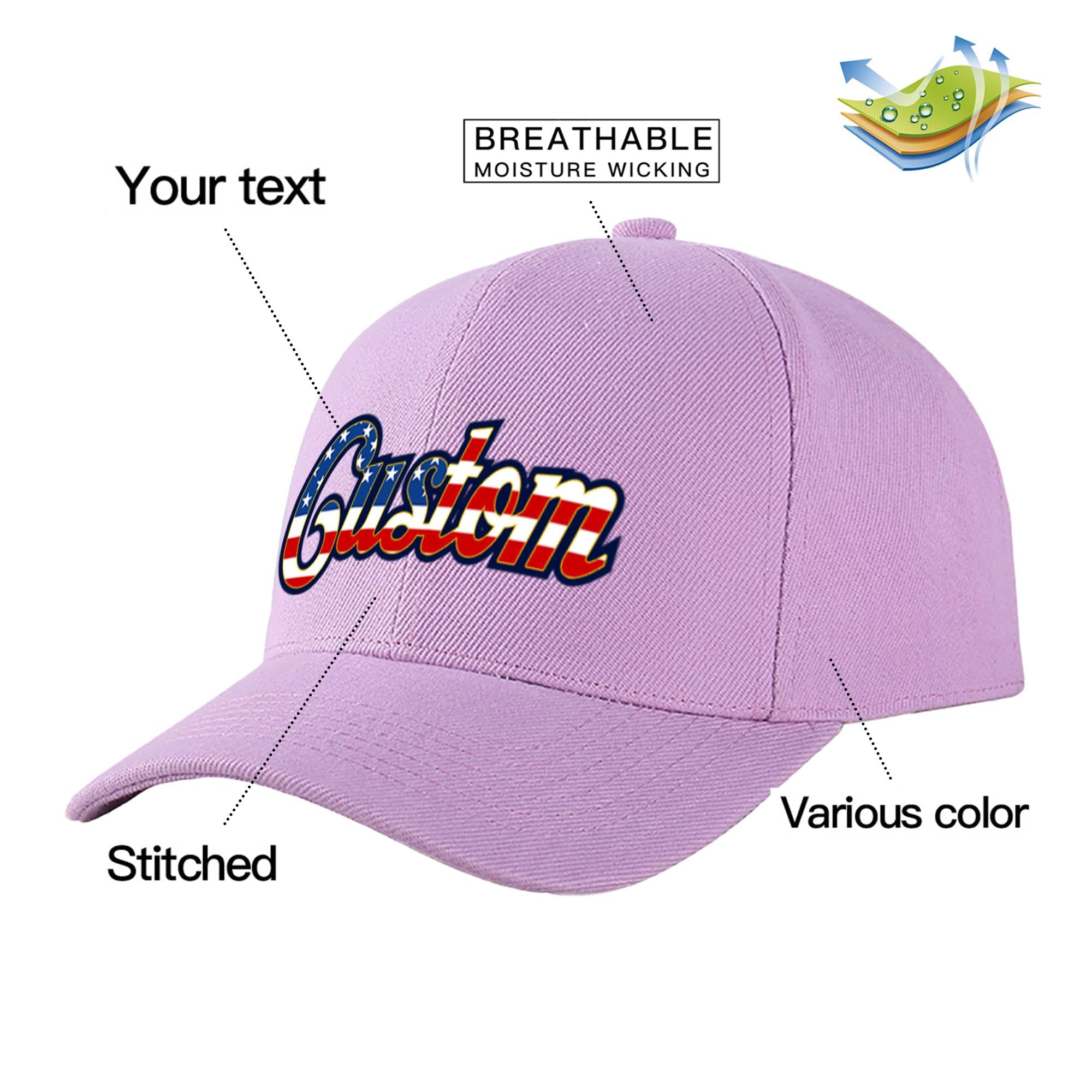 Custom Light Purple Usa Baseball Cap Curved Eaves Hats Vintage Design for Men/Women/Youth