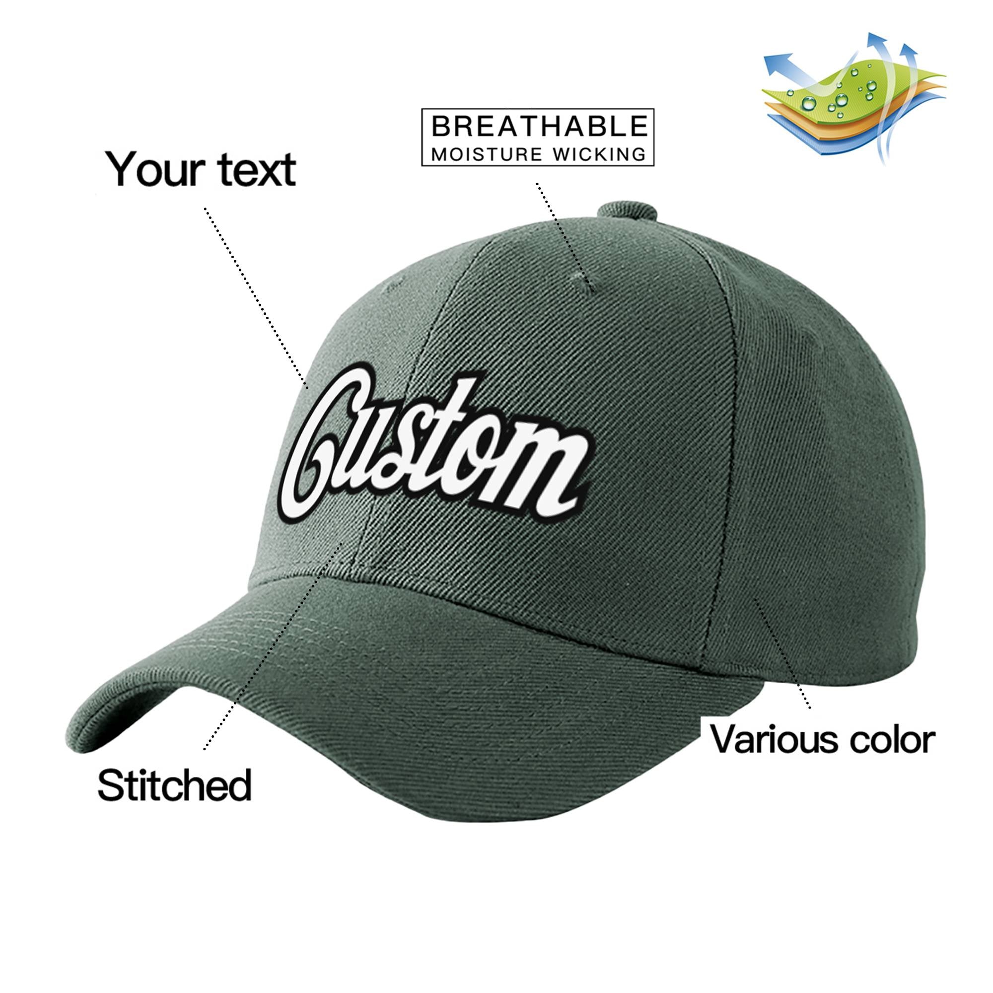 Custom Dark Gray White Baseball Cap Curved Eaves Hats Vintage Design for Men/Women/Youth