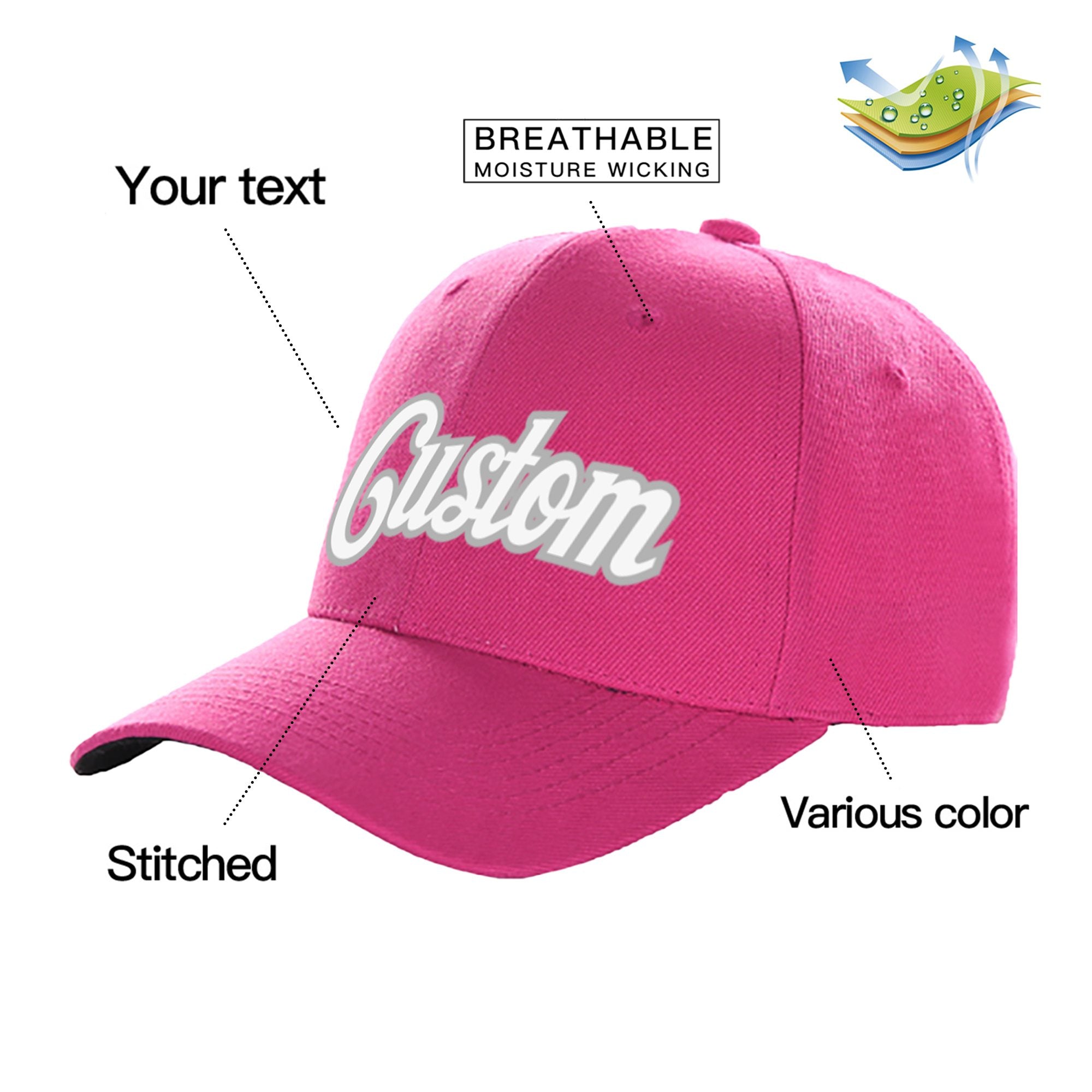 Custom Rose White Baseball Cap Curved Eaves Hats Vintage Design for Men/Women/Youth