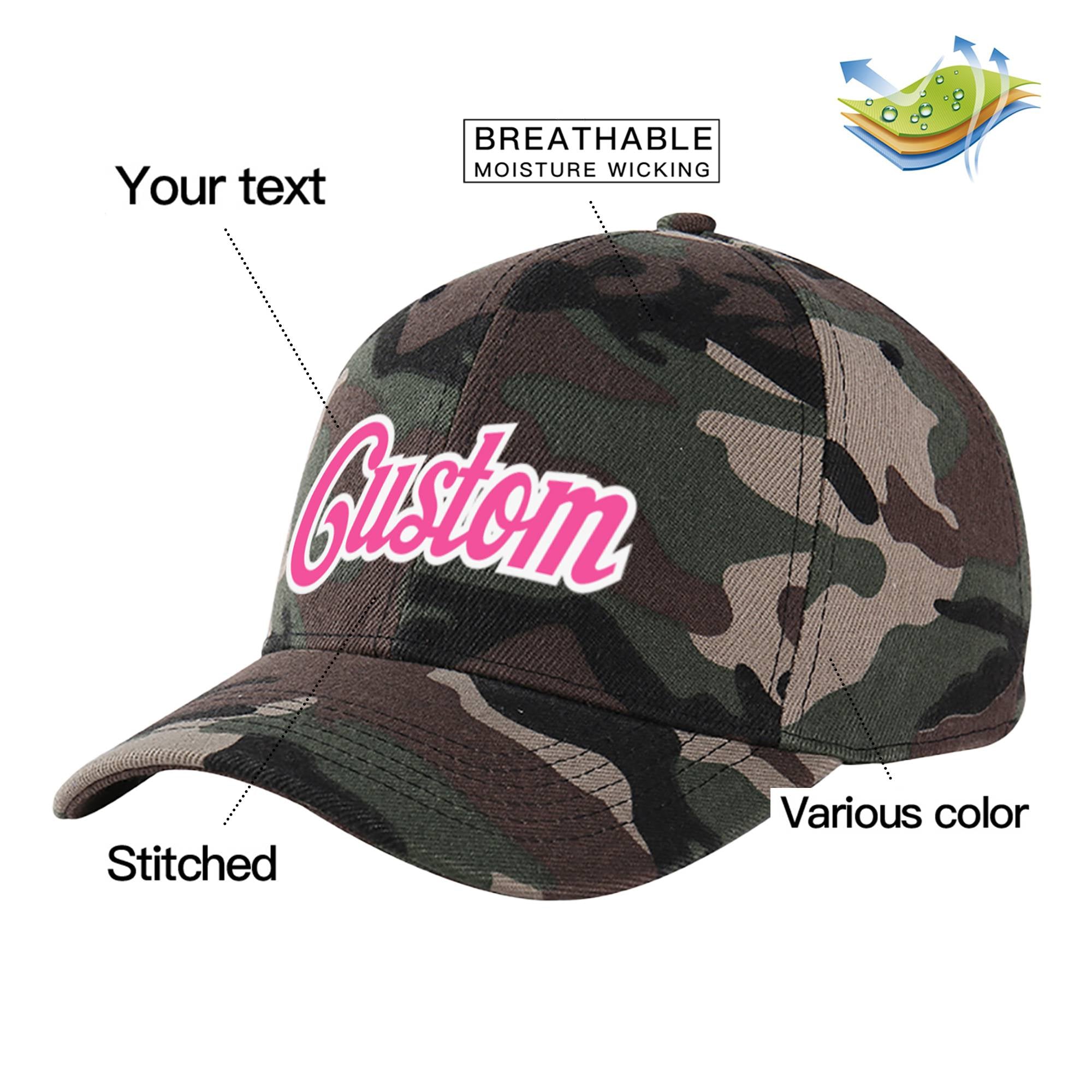 Custom Camo Pink Baseball Cap Curved Eaves Hats Vintage Design for Men/Women/Youth